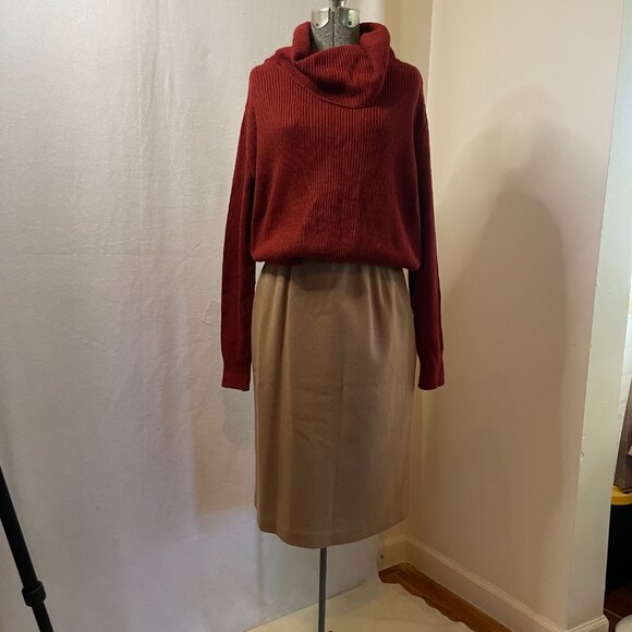 Vintage 100% wool Worthington camel midi skirt, size 8 - Picture 1 of 7